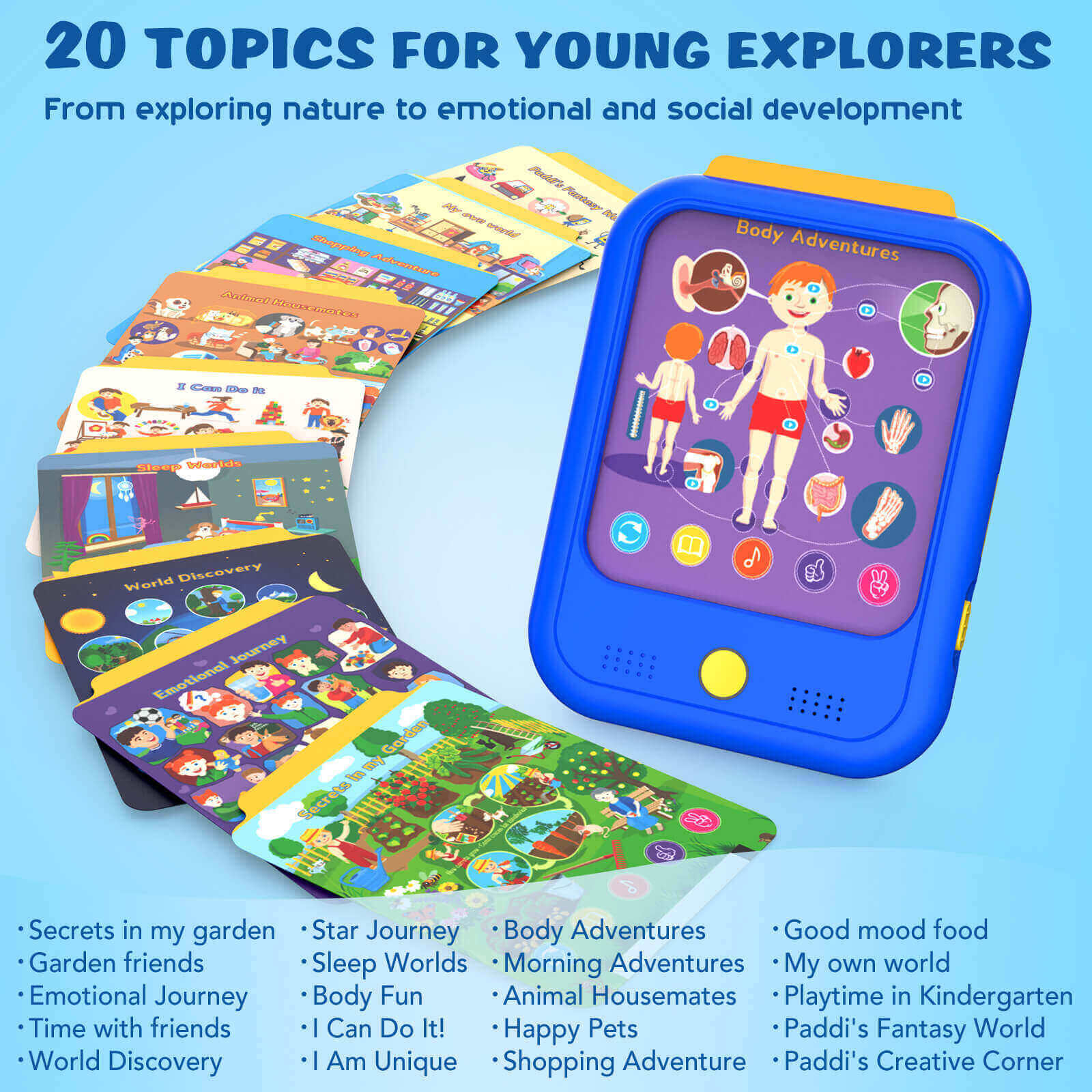 Qiaojoy Kids Learning Tablet Educational Learning Pad (20 Thematic Worlds)