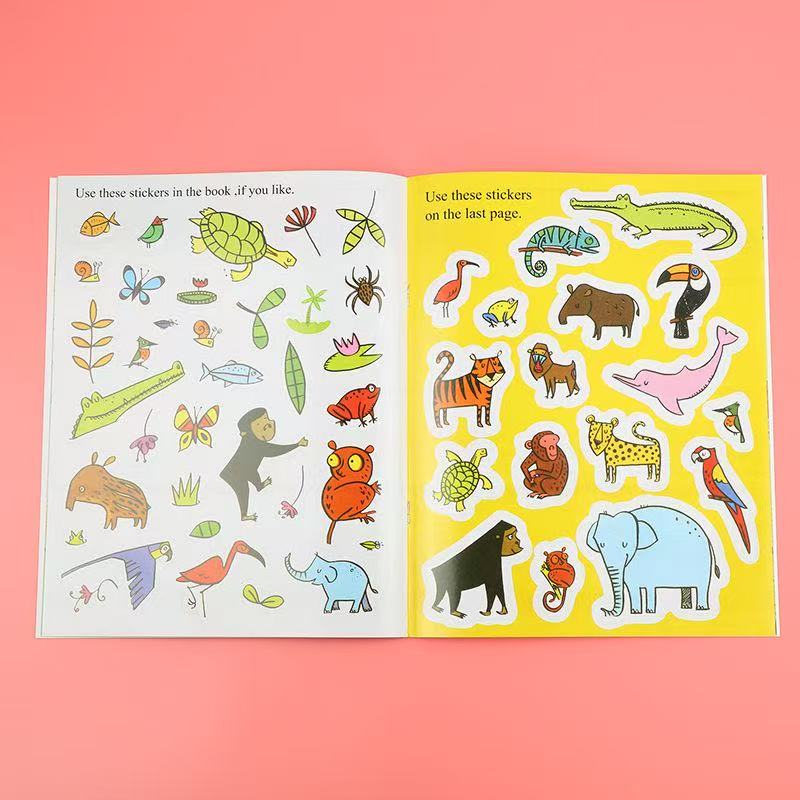 Ciaojoy English Learning Coloring & Sticker Printed Book for Kids - Interactive Toddler Activity Book with Scenes, Word Games & Parent-Child Fun