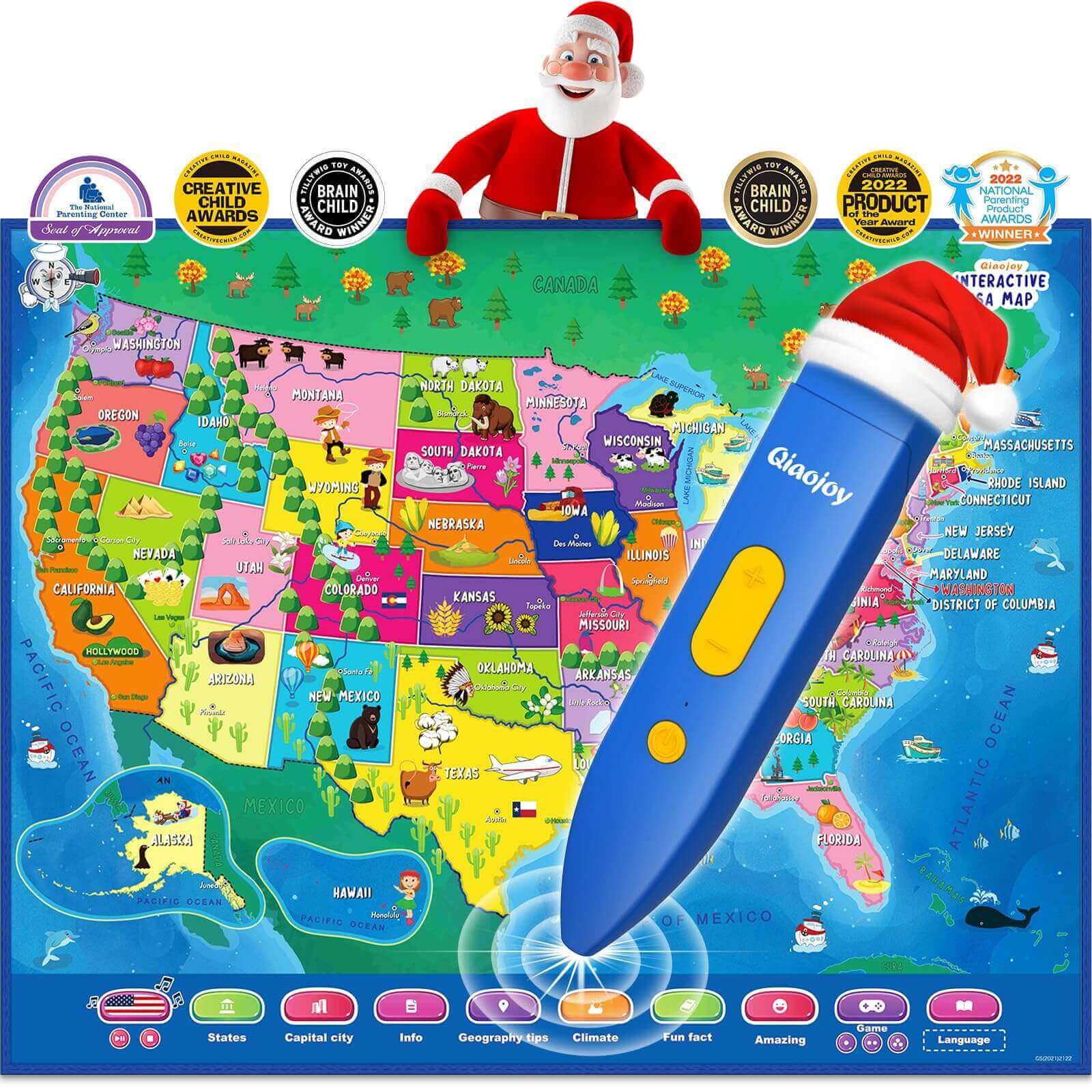 Interactive Kids Map Bilingual United States Map for Kids Learning