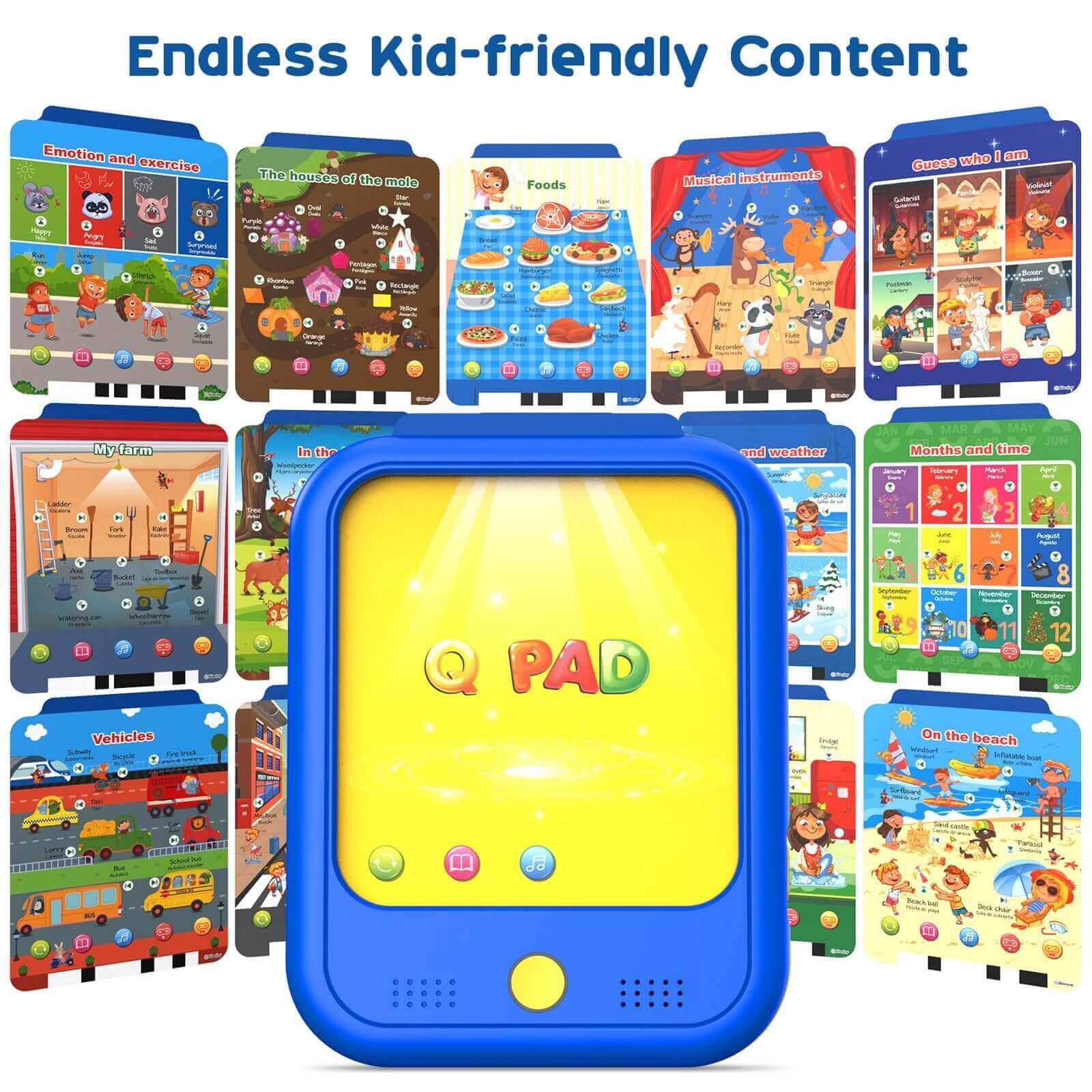 Qiaojoy Kids Learning Tablet Educational Learning Pad (40 Thematic Worlds)