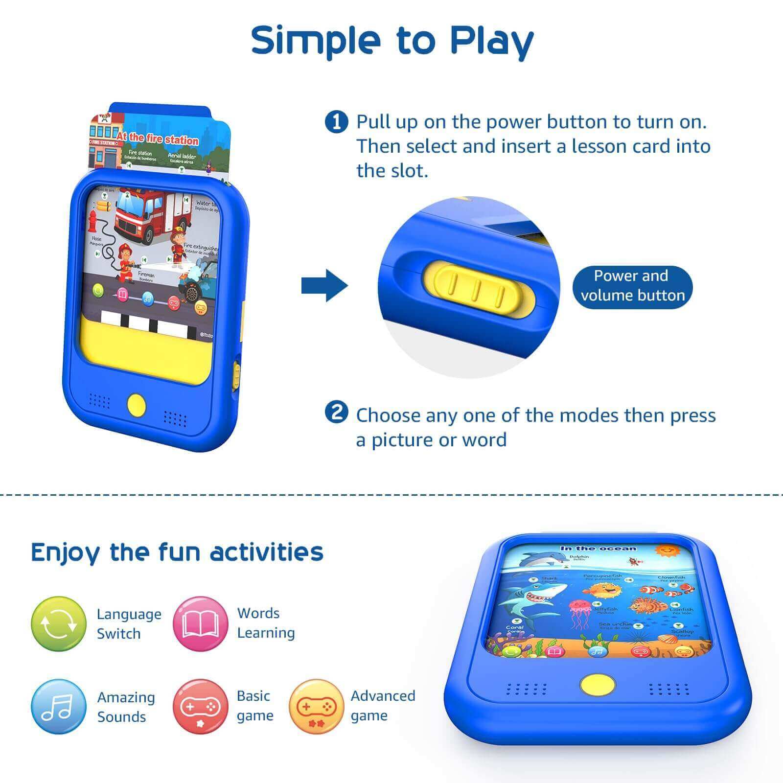 Qiaojoy Kids Learning Tablet Educational Learning Pad (40 Thematic Worlds)