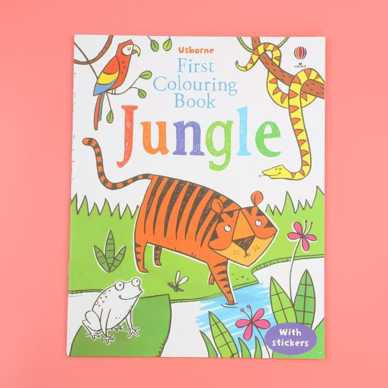 Ciaojoy English Learning Coloring & Sticker Printed Book for Kids - Interactive Toddler Activity Book with Scenes, Word Games & Parent-Child Fun