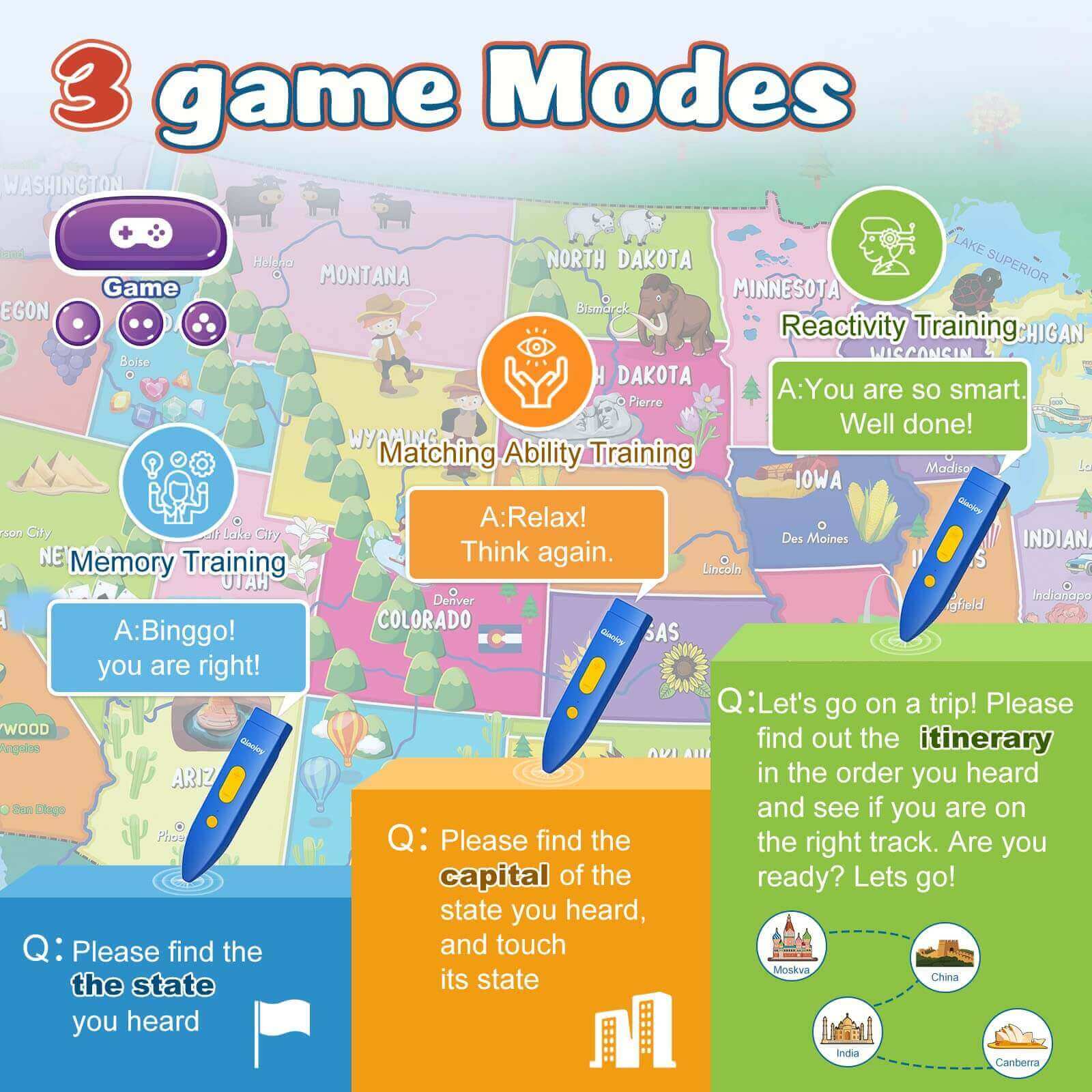  Interactive Kids Map Bilingual United States Map for Kids Learning
